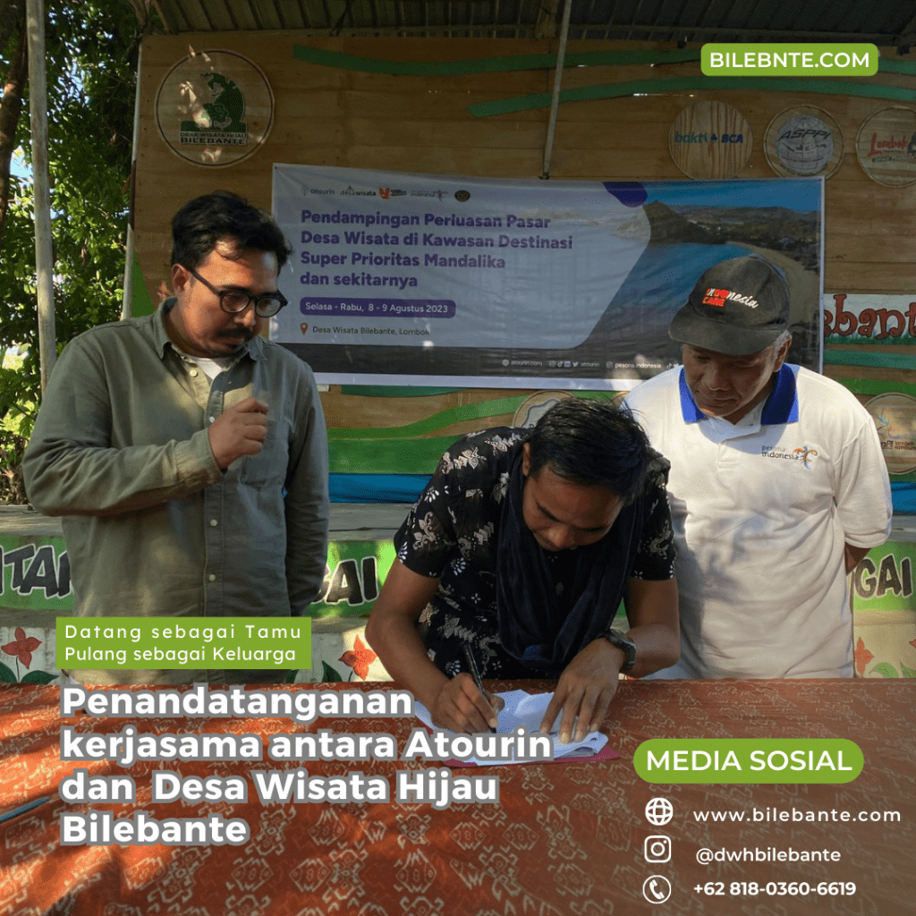 Penandatanganan Kerjasama Atourin Dan Desa Wisata Hijau Bilebante